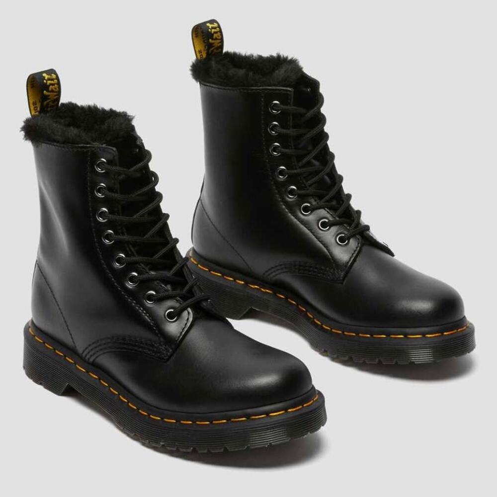 Women's Dr. Martens 1460 Serena Faux Fur Lined Lace Up Boots - Black - Size 6